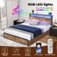 Levede Double Bed Frame Industrial RGB LED Drawers Storage Headboard USB Charge Carousel 3