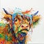 Framed $1 RESERVE 1 Panel Canvas Print - Rainbow Highland cow Carousel 1