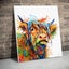 Framed $1 RESERVE 1 Panel Canvas Print - Rainbow Highland cow Carousel 2