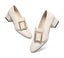 TARRAMARRA(R) Women Leather Square Buckle Almond Toe Low Block Heels Sammi Carousel 7