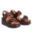 EOS Menorcas Chestnut Brown Leather Wedge Sandal Carousel 3