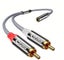 Braided 3.5mm Female To Dual RCA Audio Cable HiFi Sound + Metal Shell 1.2m Carousel 1