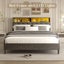 LED Bed Frame with Storage Headboard Queen Size Platform Mattress Base Wooden Carousel 1