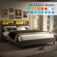 LED Bed Frame with Storage Headboard Queen Size Platform Mattress Base Wooden Carousel 4