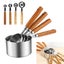 8Pcs Measuring Cups and Spoons Set Stainless Steel Measuring Set with Wood Carousel 1