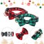 Christmas Dog Collar with Bow Tie Adjustable Dog Collar Red Green Plaid Dog Carousel 2