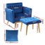 Artiss Armchair Ottoman Accent Chair Pillow Velvet Blue Carousel 2