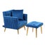 Artiss Armchair Ottoman Accent Chair Pillow Velvet Blue Carousel 3