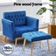 Artiss Armchair Ottoman Accent Chair Pillow Velvet Blue Carousel 5