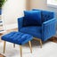 Artiss Armchair Ottoman Accent Chair Pillow Velvet Blue Carousel 6
