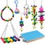 8pcs Wooden Bird Toy Parrot Cage Hammock Chewing Swing Toys Carousel 1