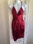 Blossom 6 red dress, front bust crossover with cross waistband, tulip bottom Carousel 1
