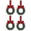 4PCS Christmas Kitchen Cabinet Wreaths with Plaid Bow Ribbon Hanging Cabine Carousel 1