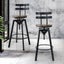 Levede Industrial Adjustable Swivel Bar Stools With Back Wood Counter Chairs x1 Carousel 1