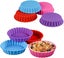 8 Pcs Silicone Cake Pans, Non-Stick Round Pie Moulds, Round Fluted Flan Bak Carousel 1