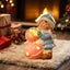 Hand-Painted Christmas Doll Ornament - Ceramic LED Lighted Decor for Firepl Carousel 5