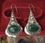 Vintage Sterling Silver & Green Chalcedony Earrings Carousel 11