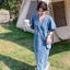 Loose Jean Dress Blue Short Sleeve Denim Midi Dresses Carousel 1