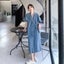 Loose Jean Dress Blue Short Sleeve Denim Midi Dresses Carousel 4