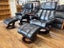 Pair of Regal Full Leather Stress-Free Recliners and Ottomans-Black Leather Carousel 2
