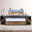 Levede Double Bed Frame Industrial RGB LED Drawers Storage Headboard USB Charge Carousel 1