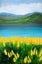 Stunning Mountain Landscape Acrylic Painting - River & Yellow Flowers 76x51cm Carousel 9