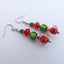 Christmas Red & Green Handmade Bead Drop Earrings (Made in NZ) Carousel 1