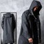 Elosung Stylish Black Trench Raincoat Extra Long Hooded For Hiking & Fishing Carousel 3