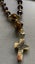 ANGLICAN PRAYER BEADS/STONE CROSS, gold spacers. Carousel 2