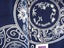 Japanese Noren, doorway curtain, 100 % cotton. Two blue and white circles. Carousel 3