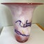 Hand Blown Studio Art Glass Vase – Opaline Pink; Applied Colour Trails 19cm Carousel 1