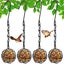 4 Pack Suet Ball Bird Feeder Set Metal Bird Feeding Station Kit with Hanging Carousel 2