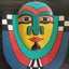RARE VINTAGE LAUREL BURCH TRIBAL FACE MASK POP ART WOOD WALL HANGING Carousel 2