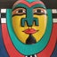 RARE VINTAGE LAUREL BURCH TRIBAL FACE MASK POP ART WOOD WALL HANGING Carousel 3