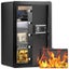 New Single Door 4.0 cu.ft Safe Box with Key Lock & Password LED Light Black Carousel 1