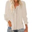 Women Long Sleeve Tops Lace Hollow Out T Shirt V Neck Cuff Sleeve Casual Tuni Carousel 1