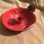 RED Enamel Candle Stick Holder Old Vintage TIDDLYWINK Willie Winky Chamber Stick Carousel 6