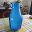 Dreamlight Mediterana Art Glass Turquoise Vase. Convex Windows. B/W Accents. Ex. Carousel 5