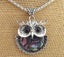 Paua & Silver Tone Owl Pendant Necklace Carousel 1