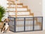 Wooden Pet Gate Dog Fence Retractable Barrier Portable Door 4 Panel White Carousel 9