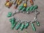 vintage glass bead charm bracelet silver-tone chain green amber yellow Carousel 6