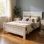 QUEEN BED FRAME - BERLIN - WHITE WASH SOLID ACACIA HARDWOOD Carousel 1
