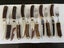 Sheffield Steak Knives and Forks set with Red Deer Stag Antler Carousel 1