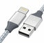 3M Silver Gray Braided USB to Lightning Cable Fast Charging Carousel 1