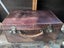 Small ANTIQUE VINTAGE MID CENTURY BROWN LEATHER Suitcase c1920-1940s 37x26cm Carousel 4