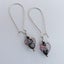 Black & Pink Floral Lamp Work Glass Heart Bead Earrings on Long Kidney Hooks Carousel 3