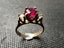 9ct Gold Triple Stone Ring with Large Red Stone - Lot F702 Carousel 2