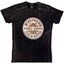 The Beatles T Shirt Sgt Pepper Drum Band Logo new Official Mens Black Snow Wash Carousel 1