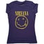 Nirvana T Shirt Yellow Smile Band Logo new Official Womens Skinny Fit Purple Carousel 1