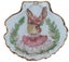 Shell Art - Scallop - Miss Rabbit in Pink w Golden Stag Antler Stand Carousel 2